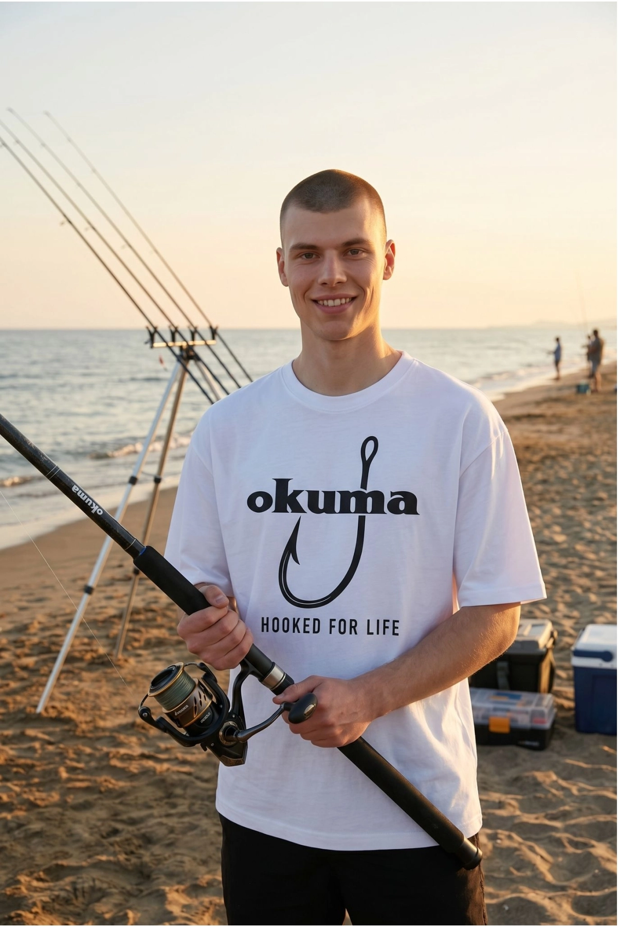 Etifa Oversize Balıkçı Tişörtü Okuma Hooked For Life %100 Pamuk Premium Beyaz Unisex