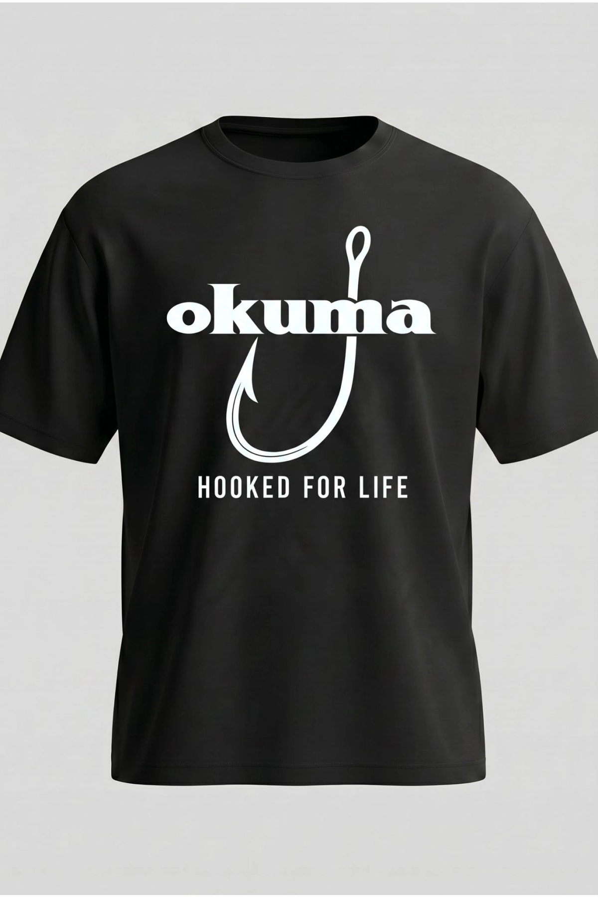 Etifa Oversize Balıkçı Tişörtü Okuma Hooked For Life %100 Pamuk Premium Siyah Unisex