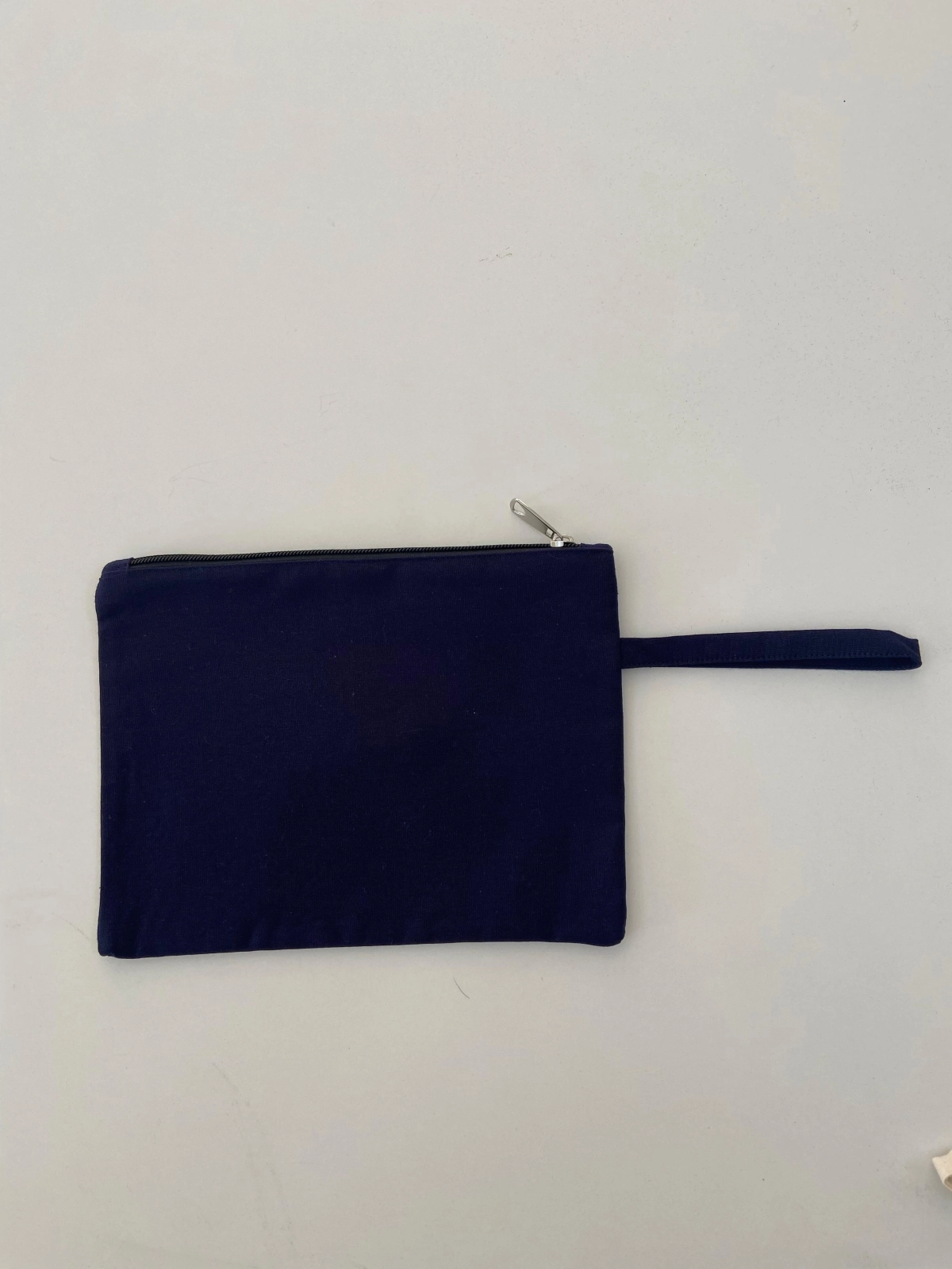 Kanvas Clutch Çanta Astarlı Dayanıklı Fermuarlı Günlük Kullanım Kadın El Çantası Organizer Çanta Lacivert