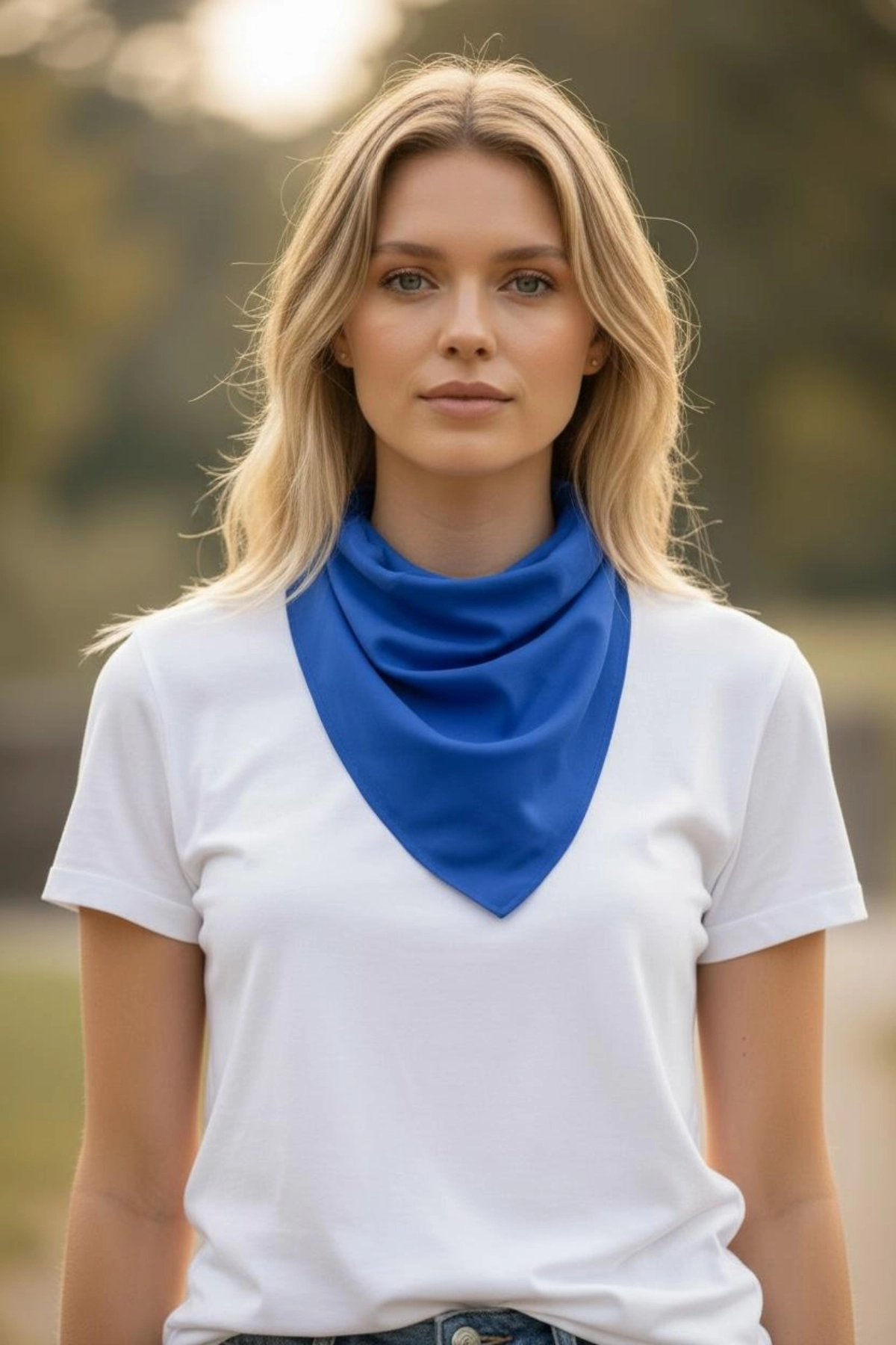Üçgen Bandana Fular Bone Mutfak ve Aşçı Bone Likralı Soft Saks Mavisi