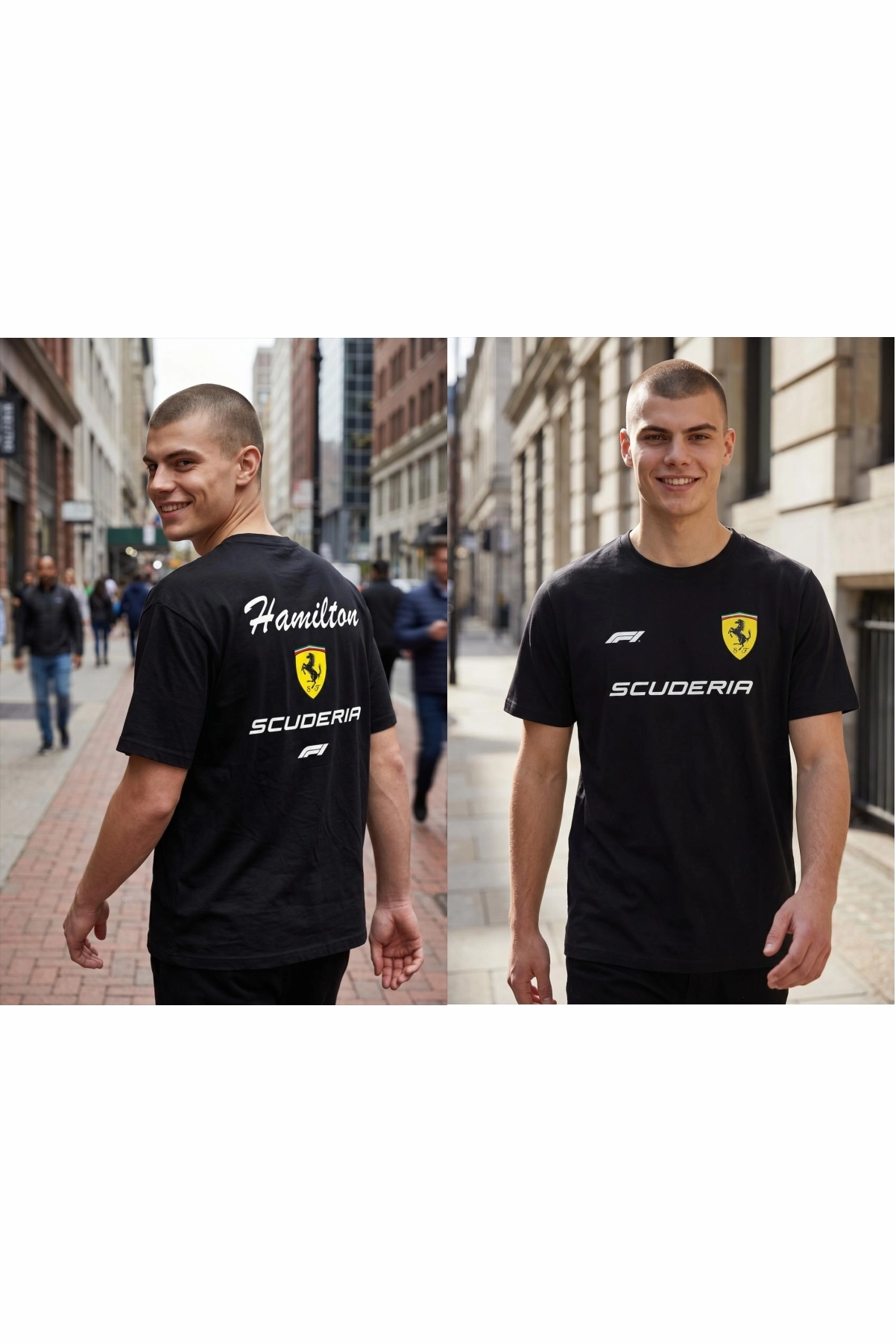 Hamilton Baskılı T-Shirt Siyah %100 Pamuk Regular Fit Tişört