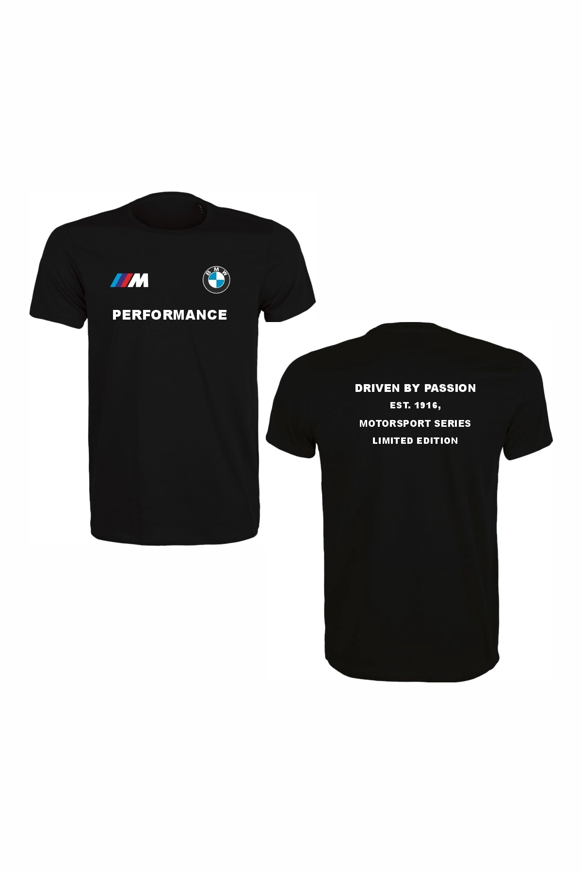 Unisex Siyah %100 Pamuk Regular Fit Tişört – BMW Baskılı, Günlük & Spor T-Shirt