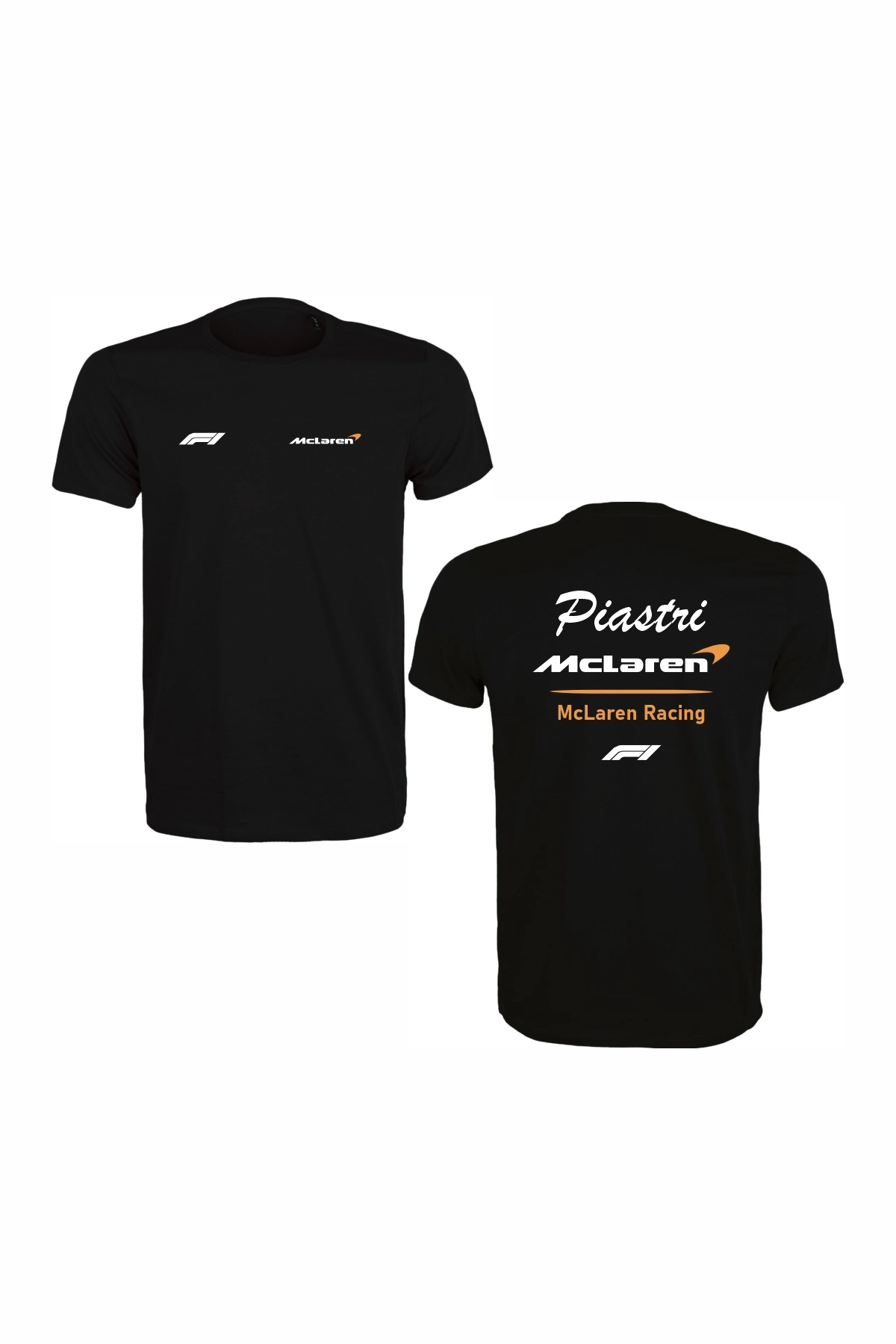 Unisex Siyah %100 Pamuk Regular Fit Tişört – McLaren Baskılı,  Günlük & Spor T-Shirt