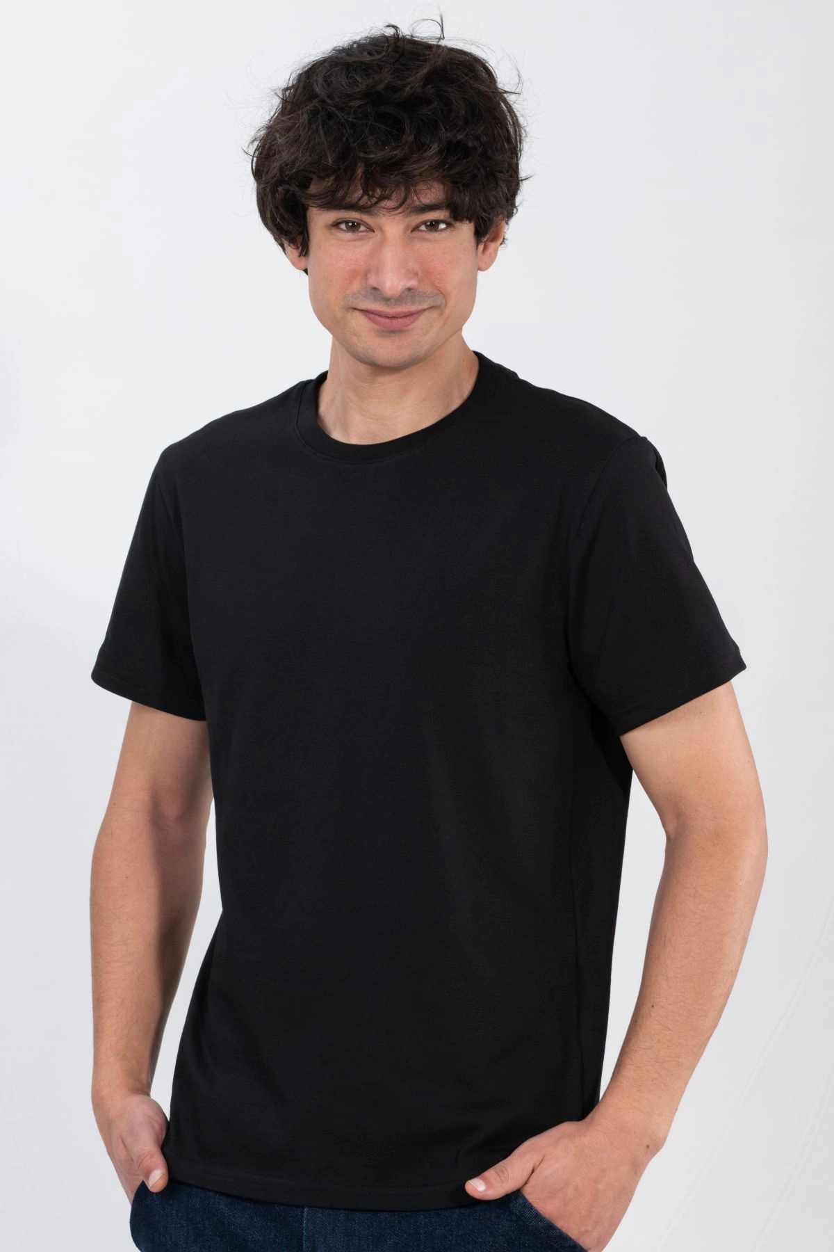 %100 Pamuk Basic Tişört Rahat Kalıp Unisex Günlük Spor T-Shirt Siyah