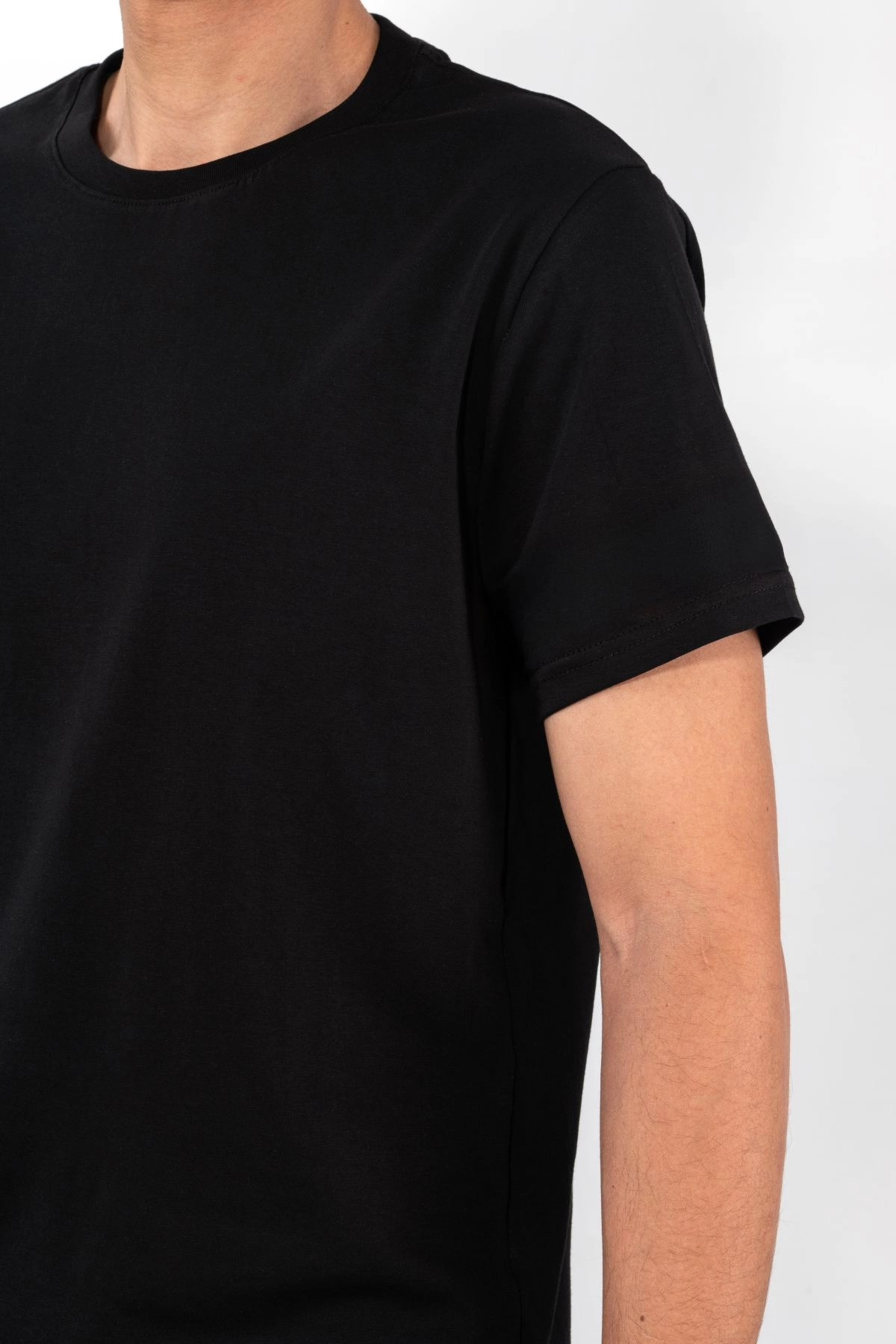 %100 Pamuk Basic Tişört Rahat Kalıp Unisex Günlük Spor T-Shirt Siyah