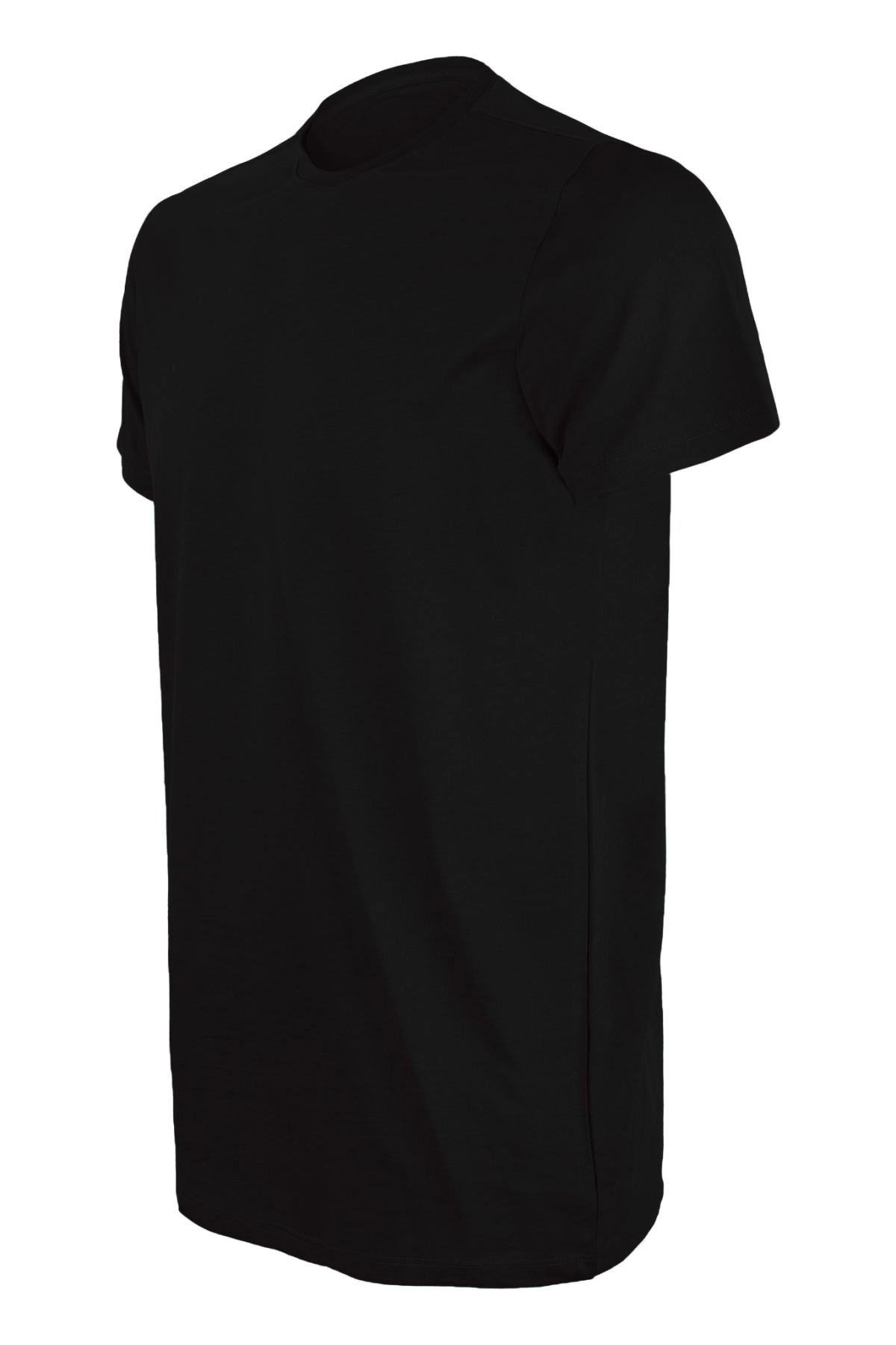 Premium Pamuk Likralı Basic Tişört Rahat Kalıp Unisex Günlük Spor T-Shirt Siyah