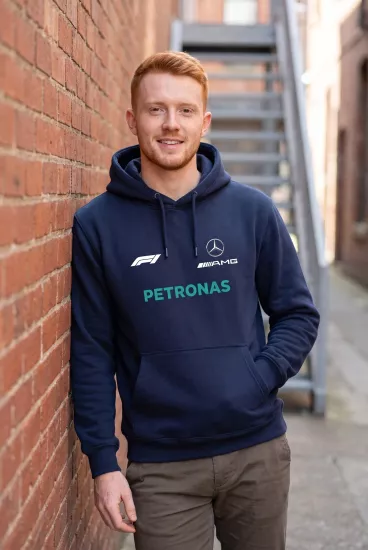 Unisex Lacivert Kapüşonlu Sweatshirt – Mercedes AMG Petronas Antonelli F1 Baskılı Hoodie