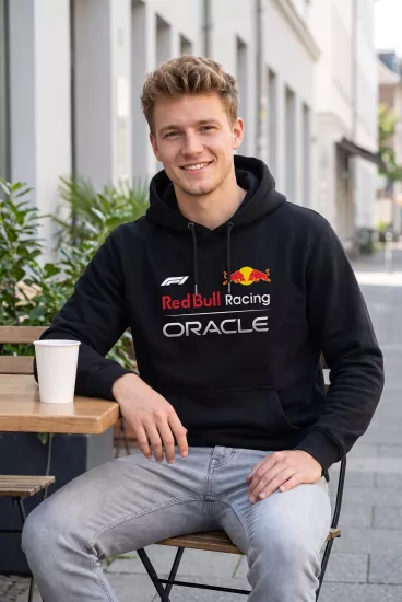 Unisex Siyah Kapüşonlu Sweatshirt – Red Bull Racing Verstappen F1 Baskılı Hoodie
