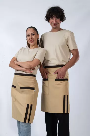 Pergamon Model Mutfak Önlüğü Leke Tutmaz Profesyonel Aşçı ve Şef Önlüğü Bej