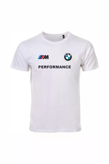 Unisex Beyaz %100 Pamuk Regular Fit Tişört – BMW Baskılı, Günlük & Spor T-Shirt
