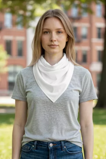 Üçgen Bandana Fular Bone Mutfak ve Aşçı Bone Likralı Soft Beyaz