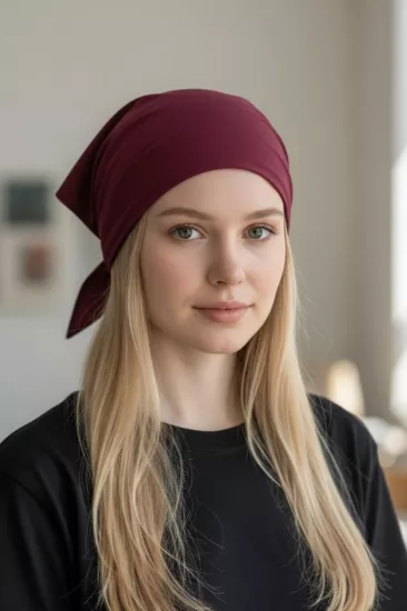 Üçgen Bandana Fular Bone Mutfak ve Aşçı Bone Likralı Soft Bordo
