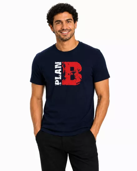 Etifa Plan B Premium Unisex Tişört %100 Pamuk Modern Lacivert Tişört