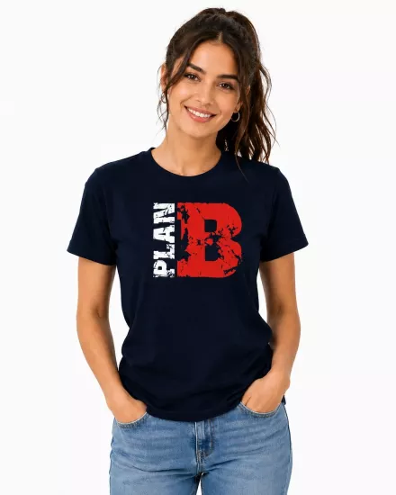 Etifa Plan B Premium Unisex Tişört %100 Pamuk Modern Lacivert Tişört
