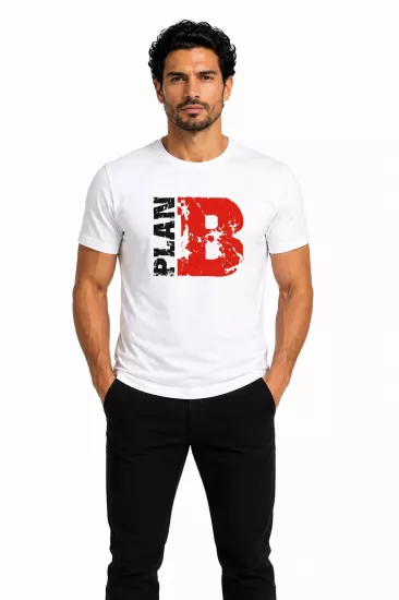Etifa Plan B Premium Unisex Tişört %100 Pamuk Modern Beyaz Tişört
