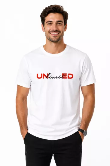 Etifa Unlimited Premium Unisex Tişört %100 Pamuk Modern Beyaz Tişört