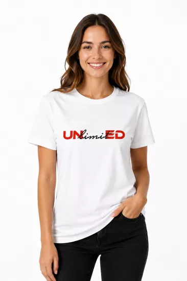 Etifa Unlimited Premium Unisex Tişört %100 Pamuk Modern Beyaz Tişört