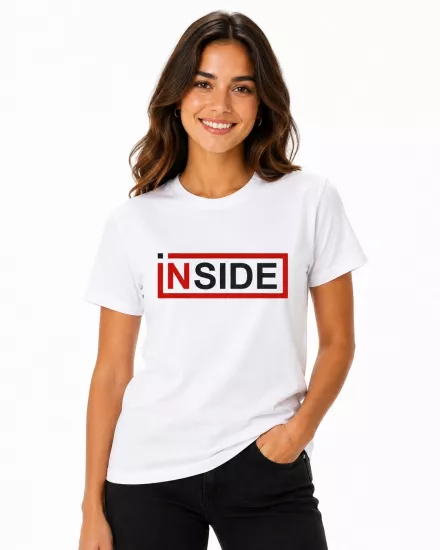 Etifa Inside Premium Unisex Tişört %100 Pamuk Modern Beyaz Tişört