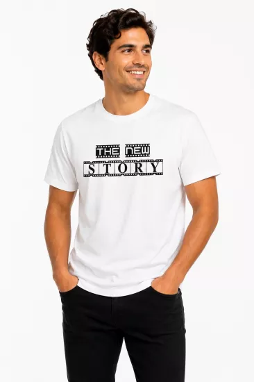 Etifa The New Story Premium Unisex Tişört %100 Pamuk Modern Beyaz Tişört