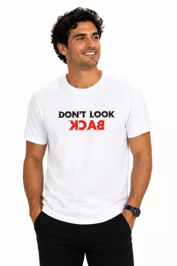 Etifa Don’t Look Back Premium Unisex Tişört %100 Pamuk Modern Beyaz Tişört