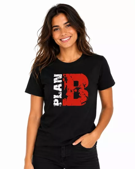 Etifa Plan B Premium Unisex Tişört %100 Pamuk Modern Siyah Tişört