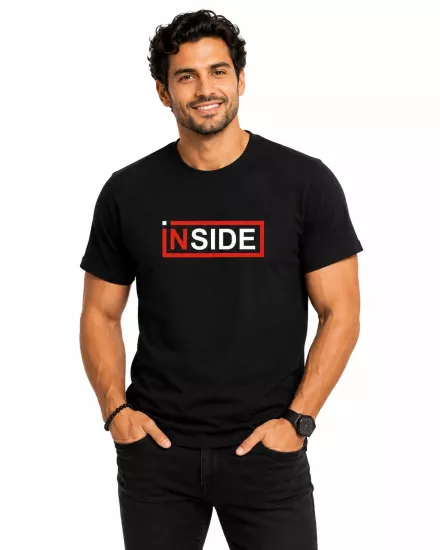 Etifa Inside Premium Unisex Tişört %100 Pamuk Modern Siyah Tişört
