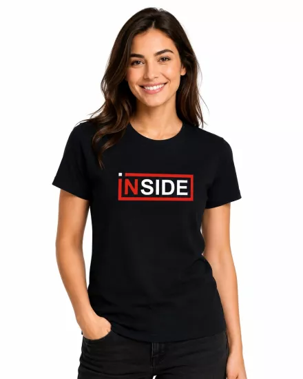 Etifa Inside Premium Unisex Tişört %100 Pamuk Modern Siyah Tişört