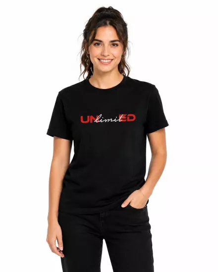 Etifa Unlimited Premium Unisex Tişört %100 Pamuk Modern Siyah Tişört