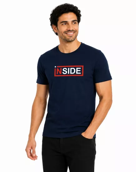 Etifa Inside Premium Unisex Tişört %100 Pamuk Modern Lacivert Tişört