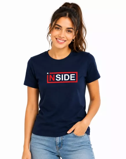 Etifa Inside Premium Unisex Tişört %100 Pamuk Modern Lacivert Tişört