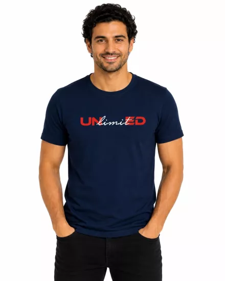 Etifa Unlimited Premium Unisex Tişört %100 Pamuk Modern Lacivert Tişört