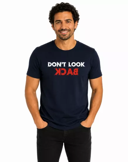 Etifa Don’t Look Back Premium Unisex Tişört %100 Pamuk Modern Lacivert Tişört