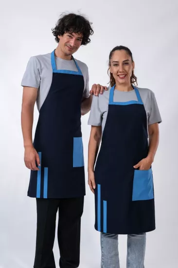 Efes Model Mutfak Önlüğü Leke Tutmaz Profesyonel Aşçı ve Şef Önlüğü Lacivert Mavi