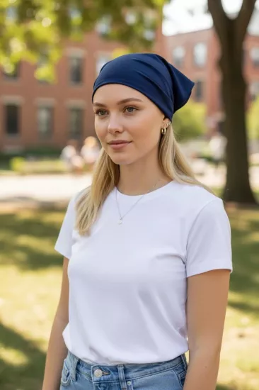 Üçgen Bandana Fular Bone Mutfak ve Aşçı Bone Likralı Soft Lacivert