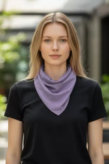 Üçgen Bandana Fular Bone Mutfak ve Aşçı Bone Likralı Soft Lila