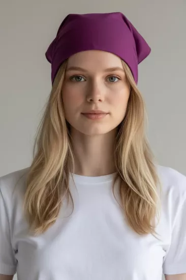 Üçgen Bandana Fular Bone Mutfak ve Aşçı Bone Likralı Soft Mor
