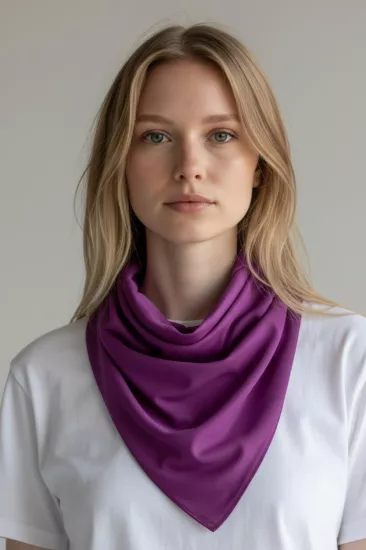 Üçgen Bandana Fular Bone Mutfak ve Aşçı Bone Likralı Soft Mor