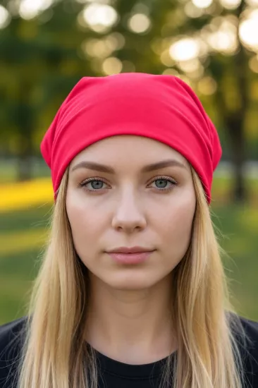 Üçgen Bandana Fular Bone Mutfak ve Aşçı Bone Likralı Soft Nar Kırmızı