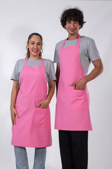Thira Model Mutfak Önlüğü Leke Tutmaz Profesyonel Aşçı ve Şef Önlüğü Pembe