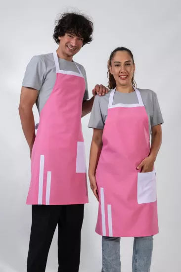 Efes Model Mutfak Önlüğü Leke Tutmaz Profesyonel Aşçı ve Şef Önlüğü Pembe