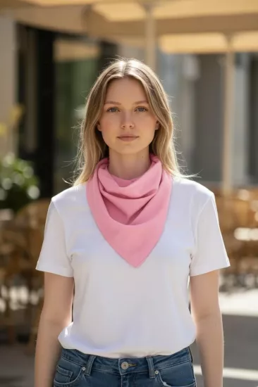 Üçgen Bandana Fular Bone Mutfak ve Aşçı Bone Likralı Soft Pembe