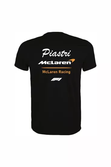 Unisex Siyah %100 Pamuk Regular Fit Tişört – McLaren Baskılı,  Günlük & Spor T-Shirt