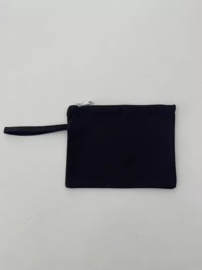 Kanvas Clutch Çanta Astarlı Dayanıklı Fermuarlı Günlük Kullanım Kadın El Çantası Organizer Çanta Siyah