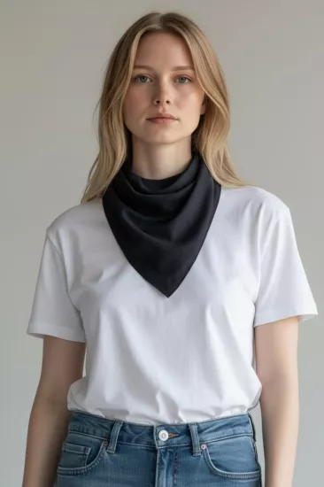 Üçgen Bandana Fular Bone Mutfak ve Aşçı Bone Likralı Soft Siyah