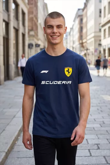 Hamilton Baskılı T-Shirt Lacivert %100 Pamuk Regular Fit Tişört