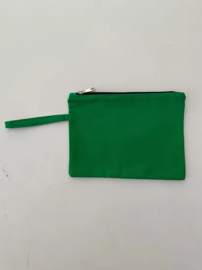 Kanvas Clutch Çanta Astarlı Dayanıklı Fermuarlı Günlük Kullanım Kadın El Çantası Organizer Çanta Yeşil