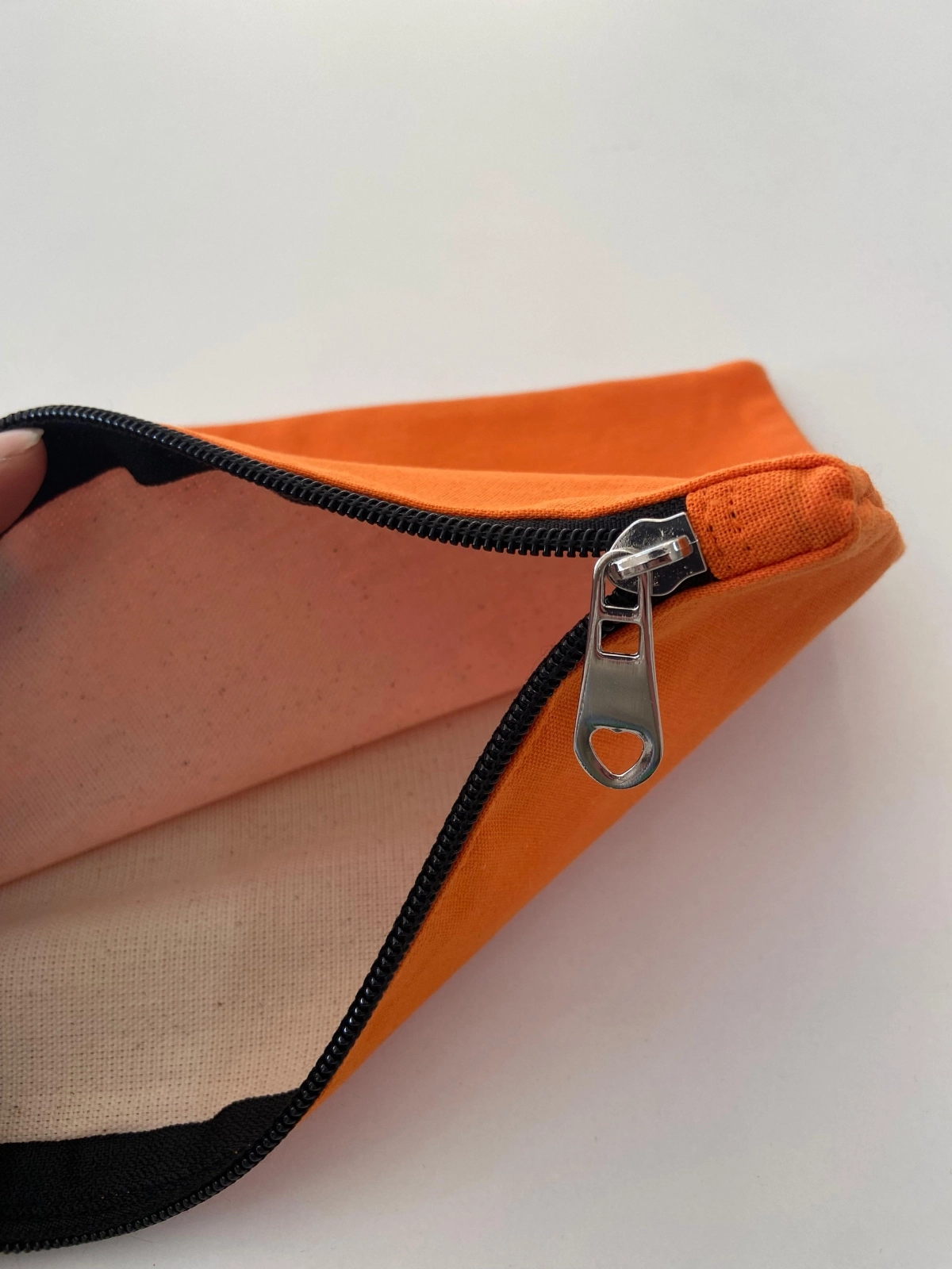 Kanvas Clutch Çanta Astarlı Dayanıklı Fermuarlı Günlük Kullanım Kadın El Çantası Organizer Çanta Turuncu