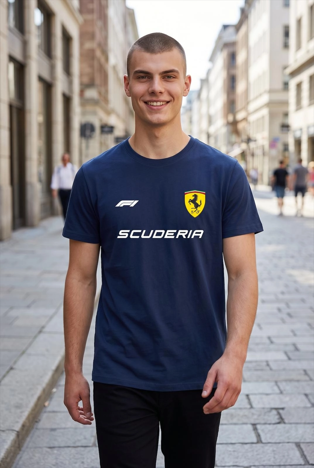 Hamilton Baskılı T-Shirt Lacivert %100 Pamuk Regular Fit Tişört