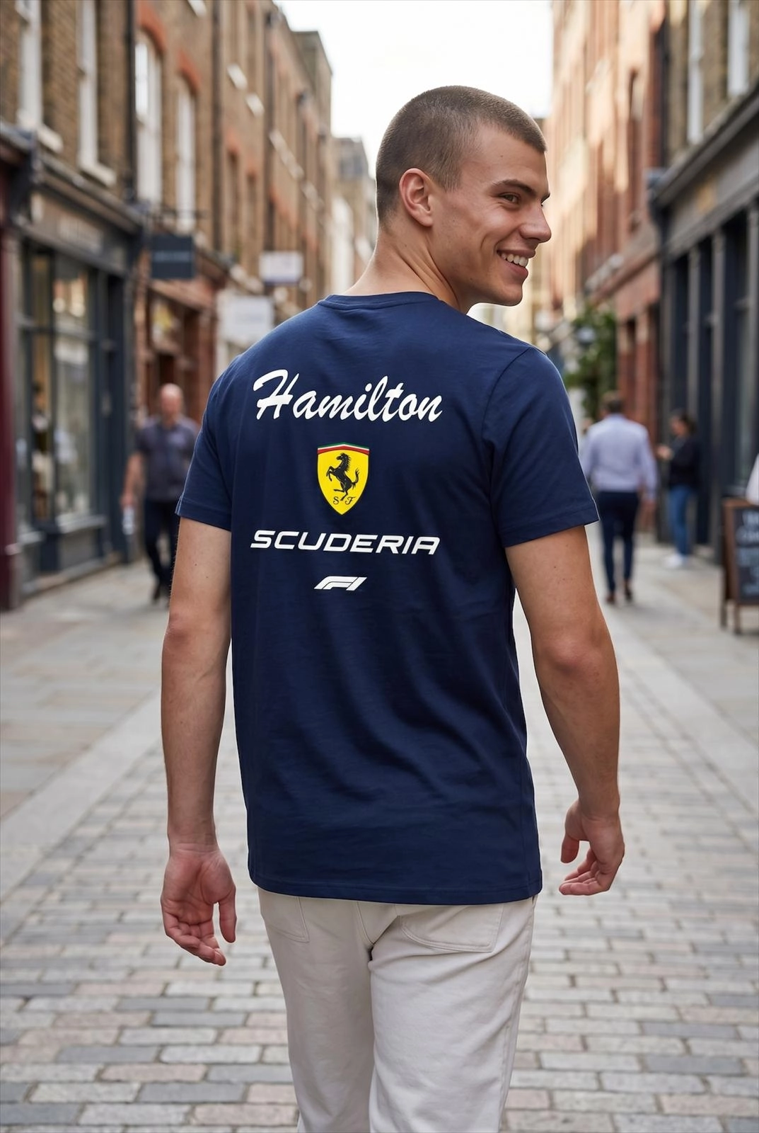 Hamilton Baskılı T-Shirt Lacivert %100 Pamuk Regular Fit Tişört
