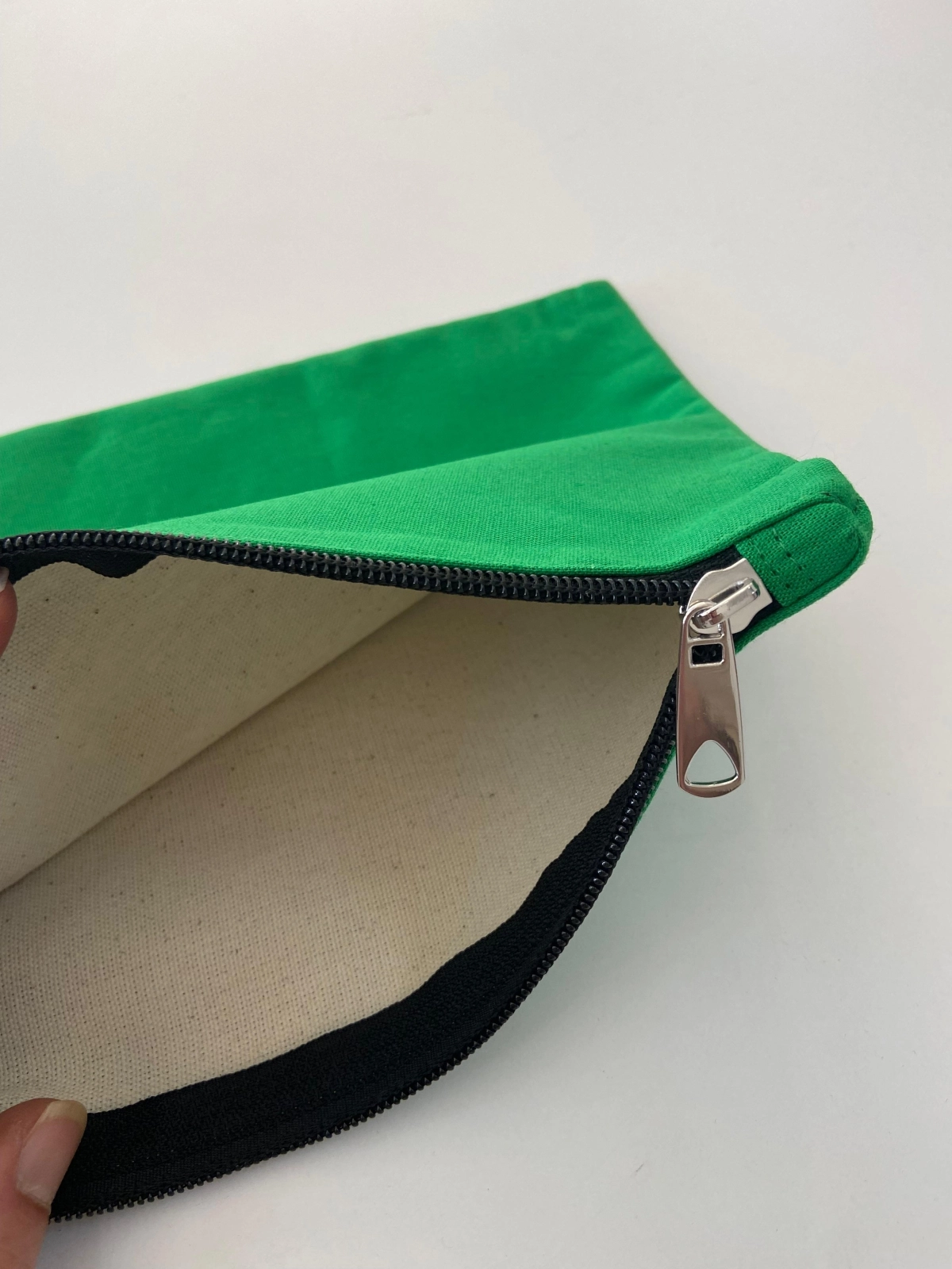 Kanvas Clutch Çanta Astarlı Dayanıklı Fermuarlı Günlük Kullanım Kadın El Çantası Organizer Çanta Yeşil